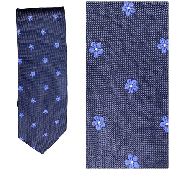 Bonobos Other - Bonobos Tie Blue Silk Embroidered Floral Print Handmade Preppy Career Classic